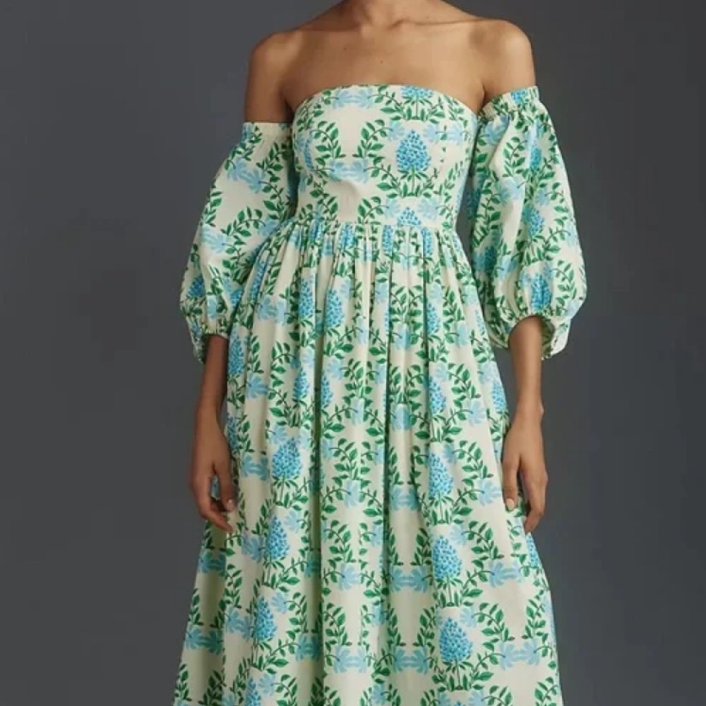 Anthropologie Let Me Be Long Sleeve Printed Midi Dress